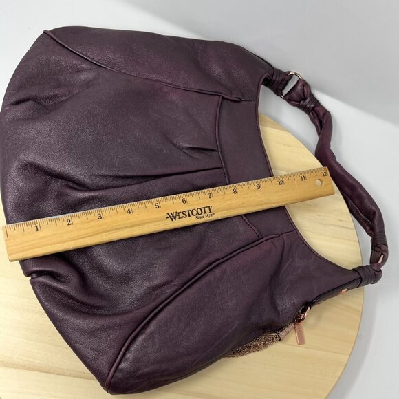 Laundry By Shelli Segal Bag SOFT Lambskin Leather Hobo  Color Eggplant - Picture 13 of 15